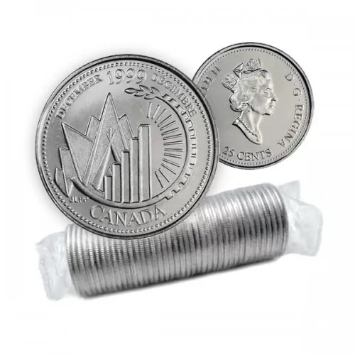 1999 Canadian 25-Cent December: This is Canada Millennium Quarter Original Coin Roll 