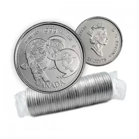 1999 Canadian 25-Cent January: A Country Unfolds Millennium Quarter Original Coin Roll 