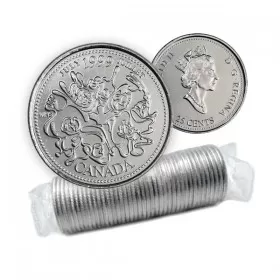1999 Canadian 25-Cent July: A Nation of People Millennium Quarter Original Coin Roll 