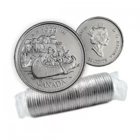 1999 Canadian 25-Cent May: The Voyageurs Millennium Quarter Original Coin Roll 