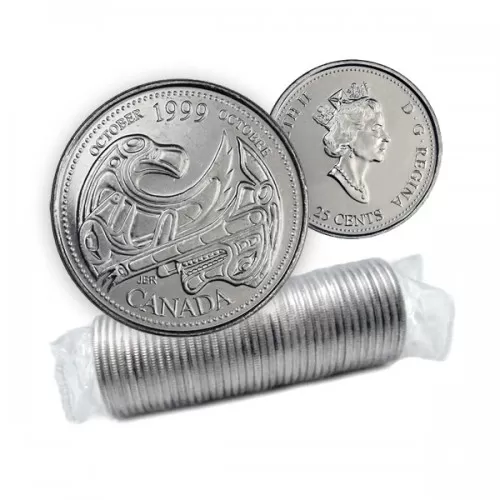 1999 Canadian 25-Cent October: A Tribute to First Nations Millennium Quarter Original Coin Roll