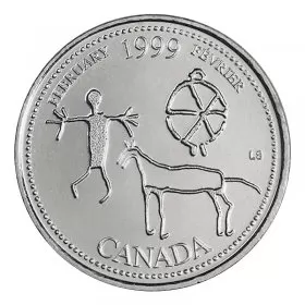 1999 Canadian 25-Cent February: Etched In Stone Millennium Quarter Coin (Brilliant Uncirculated)