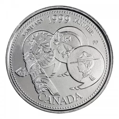 1999 Canadian 25-Cent January: A Country Unfolds Millennium Quarter Coin (Brilliant Uncirculated)