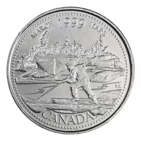 1999 Canadian 25-Cent March: The Log Drive Millennium Quarter Coin (Brilliant Uncirculated)