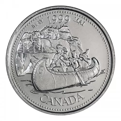 1999 Canadian 25-Cent May: The Voyageurs Millennium Quarter Coin (Brilliant Uncirculated)