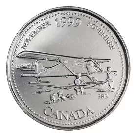 1999 Canadian 25-Cent November: The Airplane Opens the North Millennium Quarter Coin (Brilliant Uncirculated)