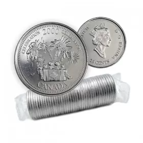 2000 Canadian 25-Cent Celebration/July Millennium Quarters Original Coin Roll