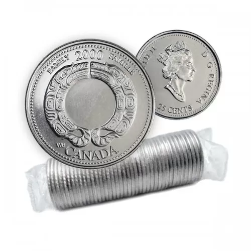 2000 Canadian 25-Cent Family/August Millennium Quarters Series Original Coin Roll