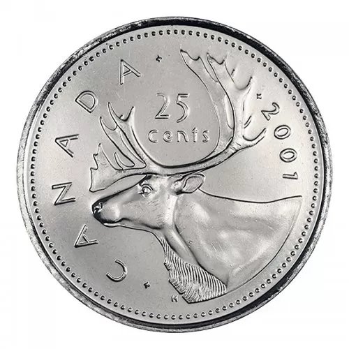 2001 Canadian 25-Cent Caribou Quarter Coin (Brilliant Uncirculated)