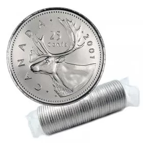 2001 Canadian 25-Cent Caribou Quarter Original Coin Roll