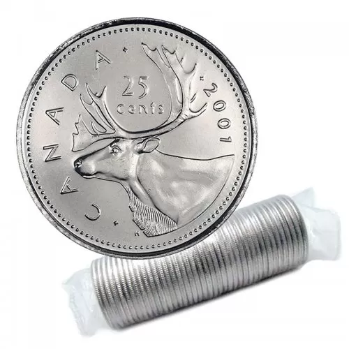 2001 Canadian 25-Cent Caribou Quarter Original Coin Roll