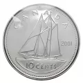 2001-P Canadian 10-Cent Bluenose Schooner Dime Original Coin Roll