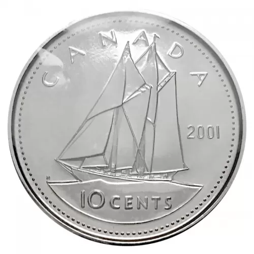 2001-P Canadian 10-Cent Bluenose Schooner Dime Coin (Brilliant Uncirculated)