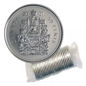 2001-P Canadian 50-Cent Coat of Arms Half Dollar Original Coin Roll