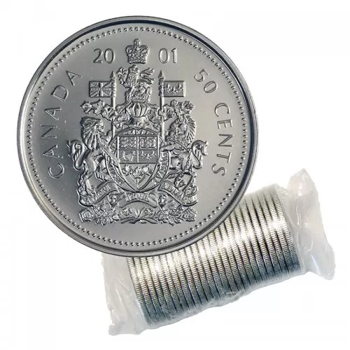2001-P Canadian 50-Cent Coat of Arms Half Dollar Original Coin Roll