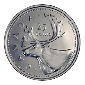 2002-P (1952-) Canadian 25-Cent Caribou/Queen's Jubilee Quarter Coin (Brilliant Uncirculated)