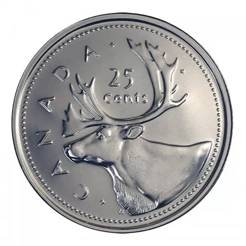 2002-P (1952-) Canadian 25-Cent Caribou/Queen's Jubilee Quarter Coin (Brilliant Uncirculated)