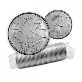 2002-P (1952-) Canadian 25-Cent Canada Day 135th Anniv/Queen's Jubilee Quarter Original Coin Roll 