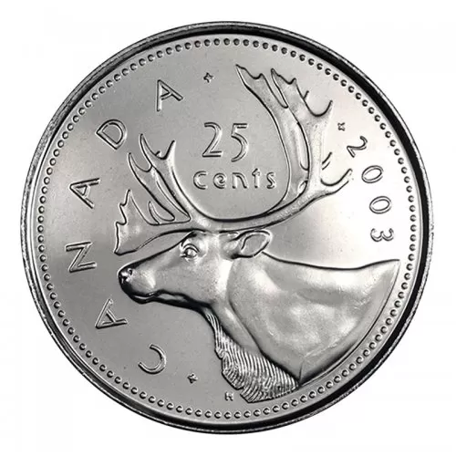 2003-P Canadian 25-Cent Caribou/New Effigy Queen Quarter Coin (Brilliant Uncirculated)