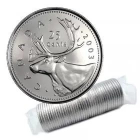 2003-P Canadian 25-Cent Caribou/New Effigy Queen Quarter Original Coin Roll