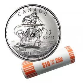 2004-P (1604-) Canadian 25-Cent Ile St Croix/First French Settlement 400th Anniv Quarter Original Coin Roll