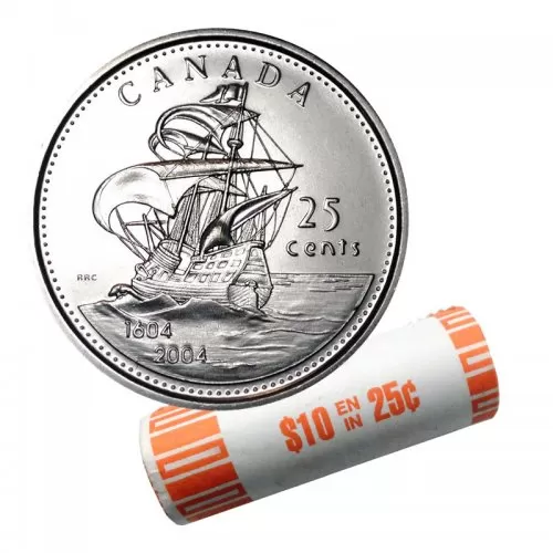 2004-P (1604-) Canadian 25-Cent Ile St Croix/First French Settlement 400th Anniv Quarter Original Coin Roll