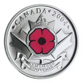 2004-P Canadian 25-Cent Remembrance Poppy Coloured Quarter Coin (Brilliant Uncirculated)