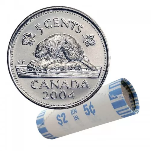 2004-P Canadian 5-Cent Beaver Nickel Original Coin Roll