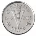 2005-P (1945-) Canadian 5-Cent Victory VE-Day 60th Anniv Nickel Original Coin Roll