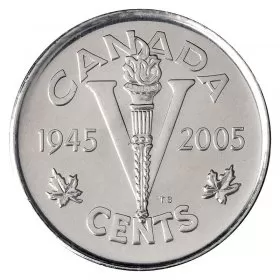 2005-P (1945-) Canadian 5-Cent Victory VE-Day 60th Anniv Nickel Coin (Brilliant Uncirculated)