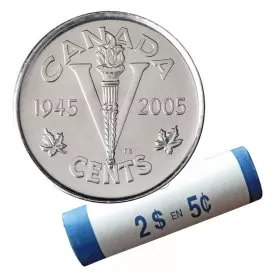 2005-P (1945-) Canadian 5-Cent Victory VE-Day 60th Anniv Nickel Original Coin Roll