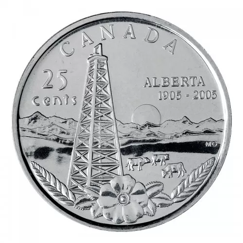 2005-P (1905-) Canadian 25-Cent Alberta Centennial Quarter Coin (Brilliant Uncirculated)