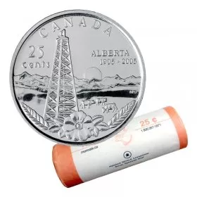 2005-P (1905-) Canadian 25-Cent Alberta Centennial Quarter Original Coin Roll