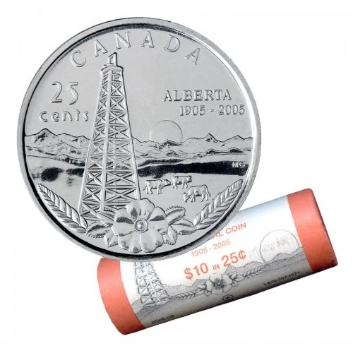 2005-P (1905-) Canadian 25-Cent Alberta Centennial Quarter Special Wrap Coin Roll