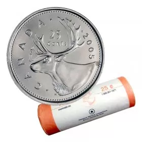 2005-P Canadian 25-Cent Caribou Quarter Original Coin Roll