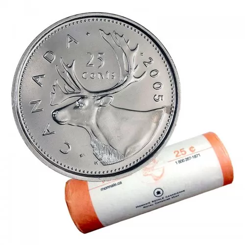 2005-P Canadian 25-Cent Caribou Quarter Original Coin Roll