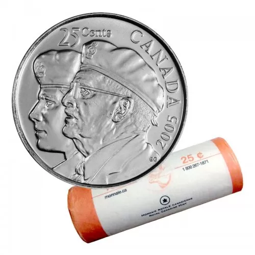 2005-P Canadian 25-Cent Year of the Veteran Quarter Original Coin Roll 
