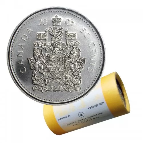 2005-P Canadian 50-Cent Coat of Arms Half Dollar Special Wrap Coin Roll
