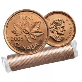 2005-P Canadian 1-Cent Maple Leaf Twig Penny Original Coin Roll