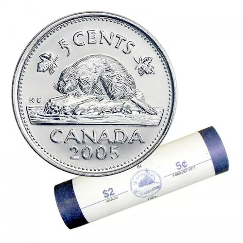 2005-P Canadian 5-Cent Beaver Nickel Special Wrap Coin Roll