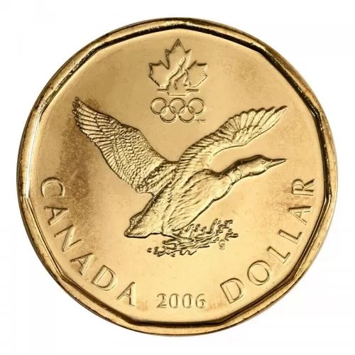 2006 Canadian $1 Olympic Lucky Loonie Dollar Coin (Brilliant Uncirculated)-lightly toned