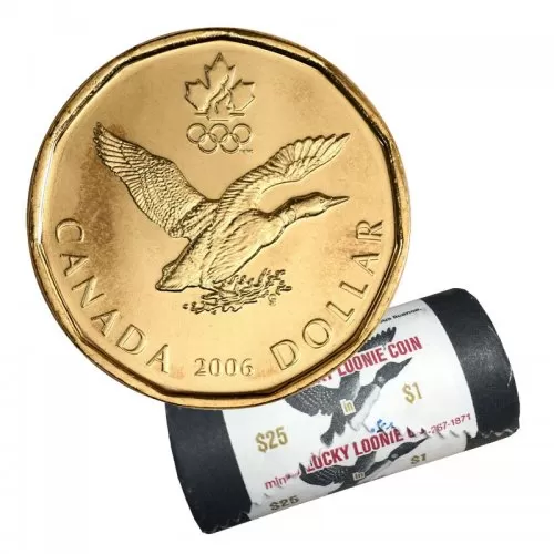 2006 Canadian $1 Olympic Lucky Loonie Dollar Special Wrap Coin Roll