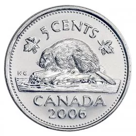 2006 Canadian 5-Cent RCM Mint Logo Beaver Nickel Coin (Brilliant Uncirculated)