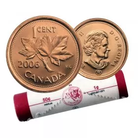 2006 MAGNETIC/RCM LOGO Canadian 1-Cent Maple Leaf Twig Penny Mint Wrap Coin Roll