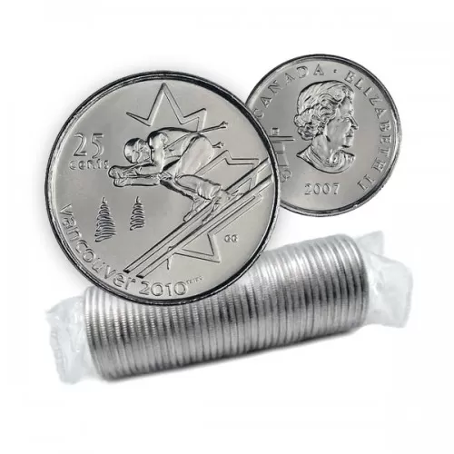 2007 Canadian 25-Cent Vancouver 2010 Olympics: Alpine Skiing Quarter Original Coin Roll