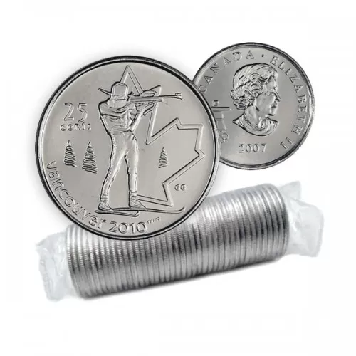 2007 Canadian 25-Cent Vancouver 2010 Olympics: Biathlon Quarter Original Coin Roll