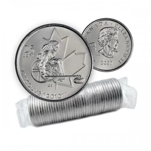 2007 Canadian 25-Cent Vancouver 2010 Paralympics: Wheelchair Curling Quarter Original Coin Roll