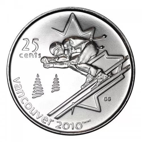 2007 Canadian 25-Cent Vancouver 2010 Olympics: Alpine Skiing Quarter Coin (Brilliant Uncirculated)