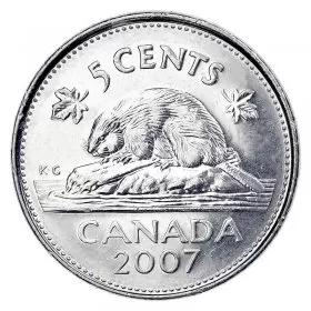 2007 Canadian 5-Cent Beaver Nickel Coin (Brilliant Uncirculated)