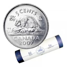 2007 Canadian 5-Cent Beaver Nickel Special Wrap Coin Roll